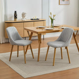 Set 2 sedili da pranzo Garvee con rivestimento in tessuto moderno, railale ergonomico, rovere massello, piedini antiscivolo per cucina e sala da pranzo, capacità di carico di 300 libbre, tonalità neutra - 