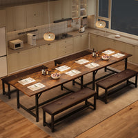 Tavolo da pranzo estensibile Garvee per 4-6 persone con protezioni angolari e panche imbottite, legno MDF, robusta base a H, salvaspazio, ideale per stanze piccole, nero