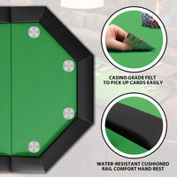 Tavolo da poker Garvee Octagon per 8 giocatori con portabicchieri in acciaio inossidabile per serate in famiglia e feste, 119.38 cm, verde