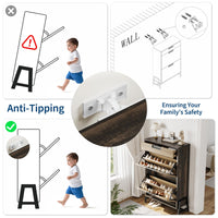 Garvee Scarpiera con 2 cassetti pieghevoli, 1 cassetto, legno, gambe in metallo, stretta per corridoio e soggiorno