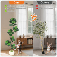 Albero di fico artificiale Garvee da 6 piedi con vaso bianco per soggiorno e ufficio, rami regolabili, resistente alle intemperie, foglie realistiche, decorazione in muschio