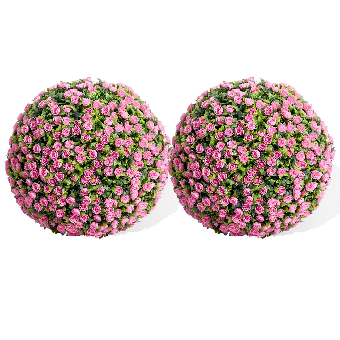 Garvee - Set di 2 palline di fiori artificiali da appendere, 17,7" (45 cm), in polietilene, rosa, per uso interno ed esterno
