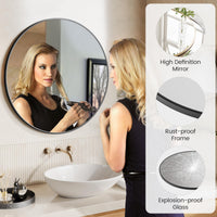 Specchio da parete rotondo nero Garvee da 30 pollici con cornice in metallo, moderno, antiruggine e antipolvere, per bagno, soggiorno, camera da letto