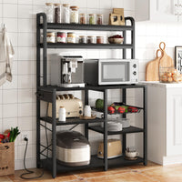 Scaffale Garvee Bakers a 5 ripiani con presa di corrente per cucina e bar, 35,41" L x 15,71" W x 59,12" H, nero, struttura in legno e metallo