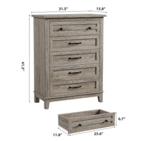 Cassettiera Garvee a 5 cassetti con ampio spazio di archiviazione, in legno MDF, tavolo impermeabile per camera da letto e soggiorno, 31,5x15,8x41,3 pollici, colore naturale