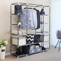 Armadio portatile in tessuto Garvee, pieghevole con coperchio, ganci e divisori per uso domestico, 147x44x174 cm, copertura antipolvere