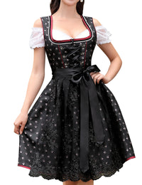 Garvee Dirndl da donna, set midi da 3 pezzi, elegante abito corto tradizionale rosso, taglia 38