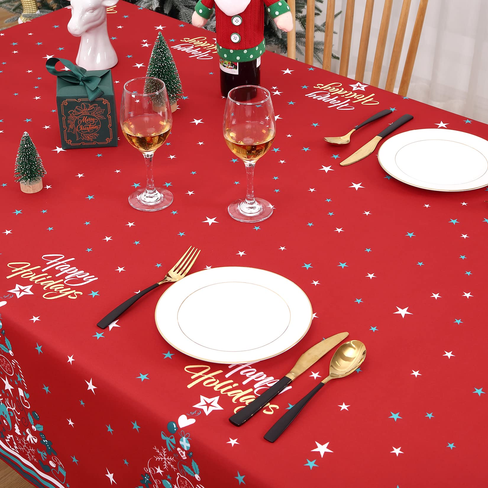 Tovaglia Garvee rossa bianca rettangolare 54x70 in poliestere impermeabile antimacchia per cucina, feste, campeggio