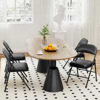 Garvee Set di 2 sedie pieghevoli con cuscini, similpelle, metallo robusto, per uso interno ed esterno, nero, pieghevoli, capacità di carico fino a 159 kg