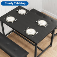Set da pranzo Garvee per 4 persone con 2 panche imbottite, MDF e acciaio, robusta struttura a forma di H, idrorepellente, salvaspazio, ideale per piccoli appartamenti