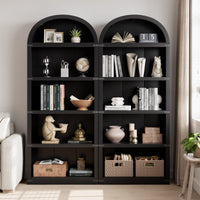 Libreria Garvee con 5 ripiani, stile fattoria ad arco, in legno con angoli in metallo, per soggiorno/ufficio, 71,65x29,92x11,88 pollici, legno naturale