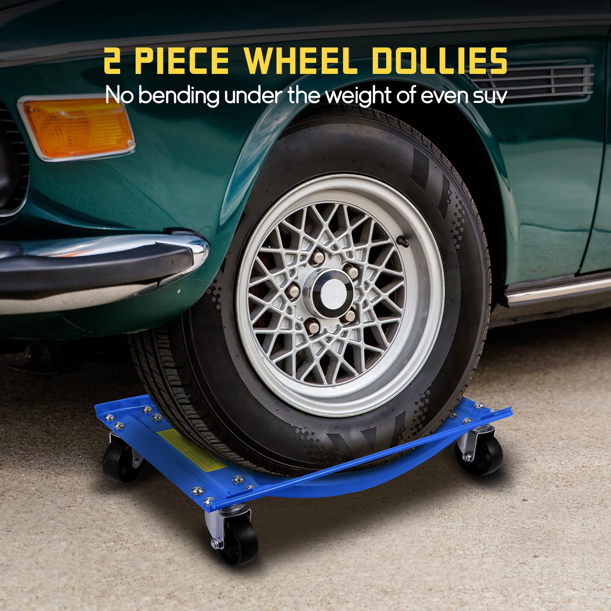 Set di carrelli portaruota Garvee Auto con 4 ruote in acciaio da 3,5" per impieghi gravosi per cambio e manutenzione pneumatici, capacità di 5000 libbre, base in acciaio extra larga, guide laterali antiscivolo