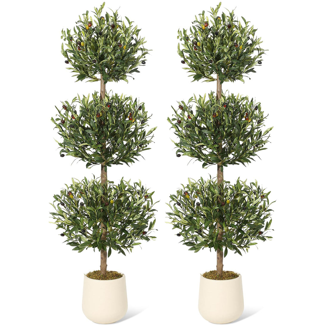 Garvee 5 piedi albero di ulivo artificiale a tripla sfera topiaria resistente ai raggi UV per uso interno ed esterno verde