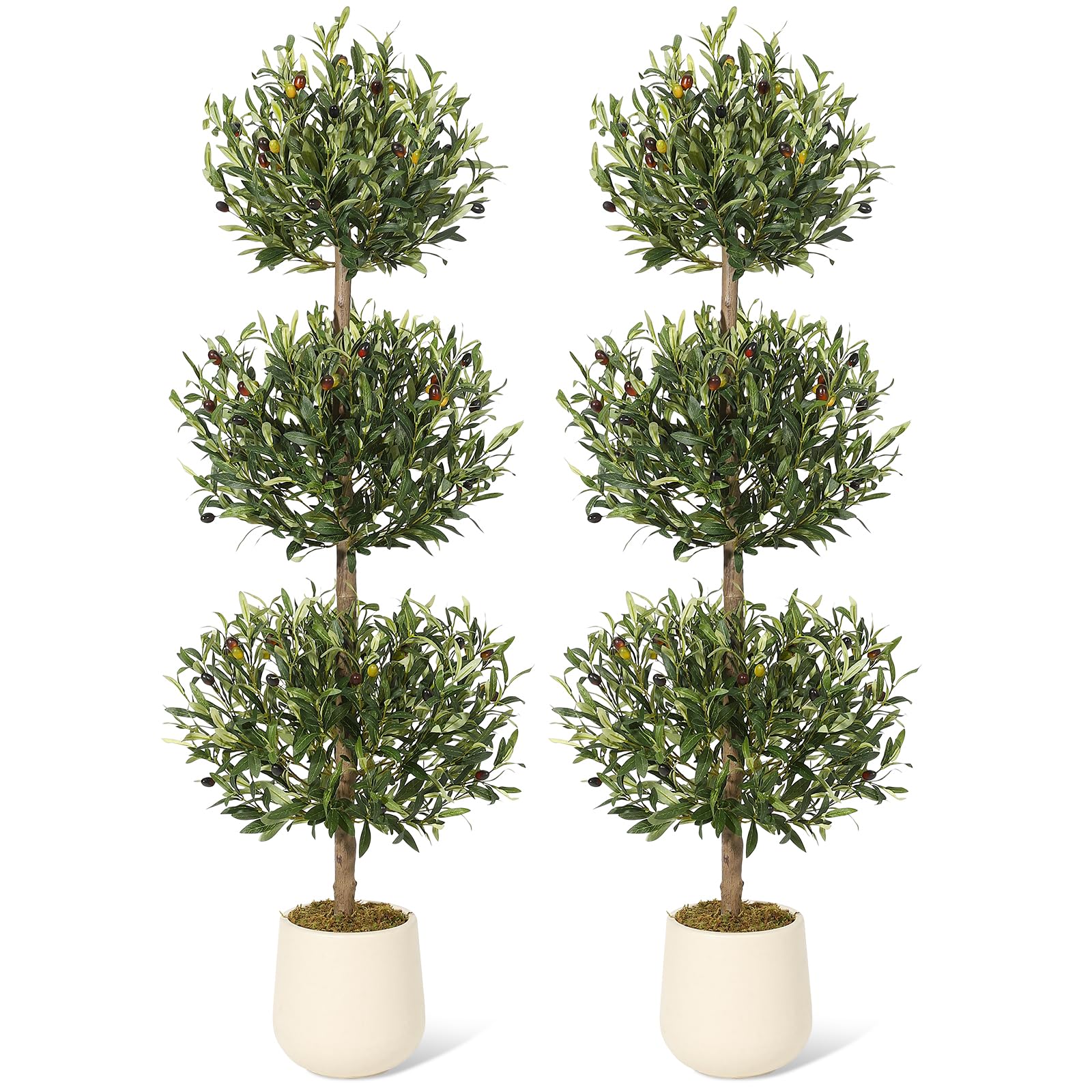Garvee 5 piedi albero di ulivo artificiale a tripla sfera topiaria resistente ai raggi UV per uso interno ed esterno verde