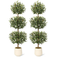 Garvee 5 piedi albero di ulivo artificiale a tripla sfera topiaria resistente ai raggi UV per uso interno ed esterno verde
