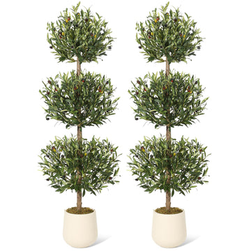 Garvee 5 piedi albero di ulivo artificiale a tripla sfera topiaria resistente ai raggi UV per uso interno ed esterno verde