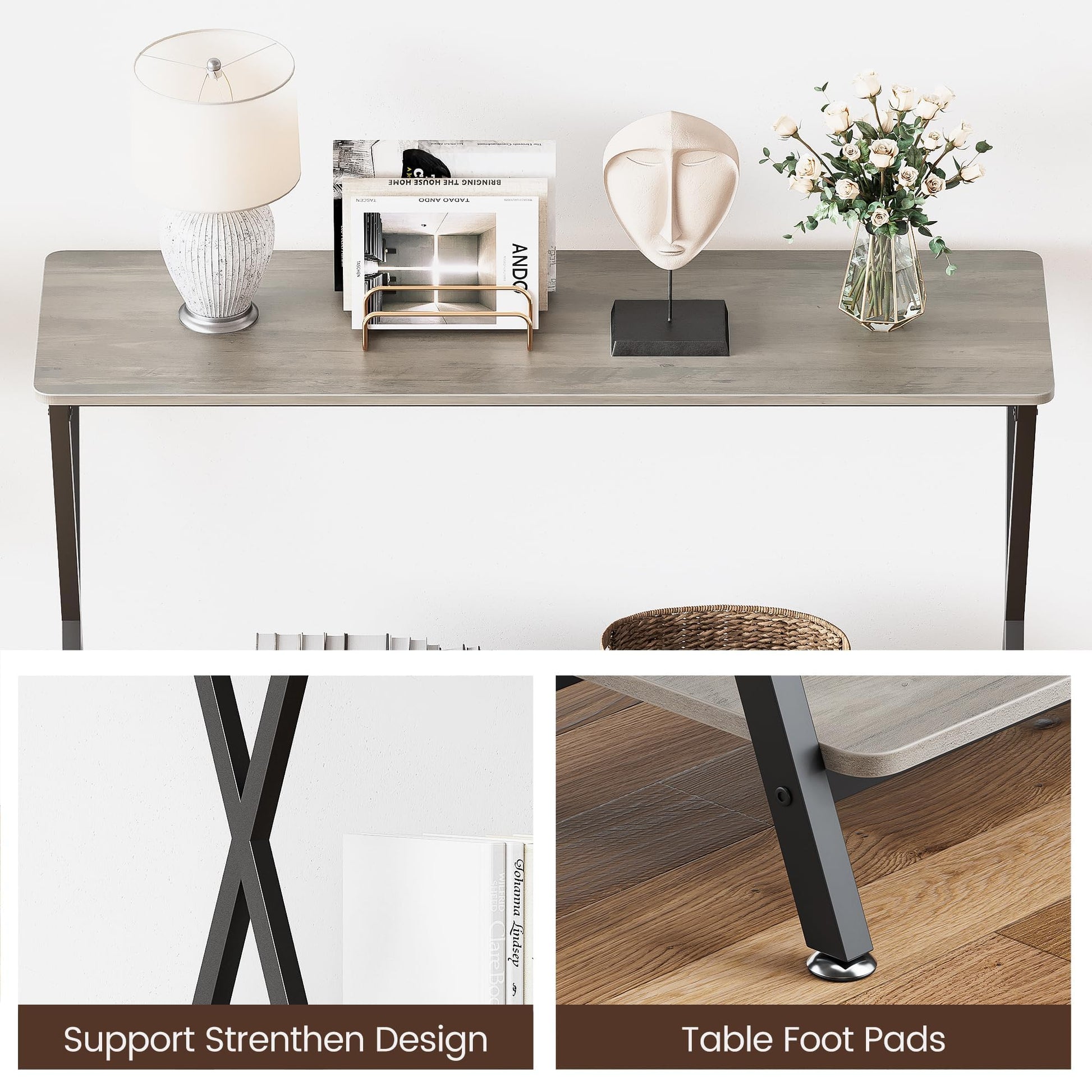 Tavolo consolle Garvee con ripiano, tavolo stretto per ingresso e divano, design moderno, soggiorno e corridoio, salvaspazio, durevole
