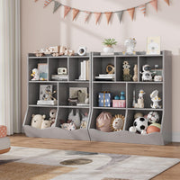 Mobiletto portaoggetti per bambini Garvee Grey, libreria a 3 ripiani, robusto, antiribaltamento, 5 ripiani, camera da letto e sala giochi, legno, grigio