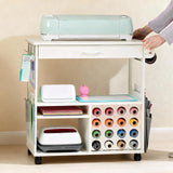 Garvee Carrello da Ufficio per Macchine da Taglio con Tavolo Multifunzionale, 16 Portarotoli, MDF Robusto, Ruote Bloccabili, 68x38x62 cm