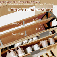 Scarpiera moderna Garvee con 3 cassetti a ribalta e 2 cassetti piccoli, ganci per corridoi stretti, appartamento, 31,5x9,45x52,36 pollici, legno fiammato