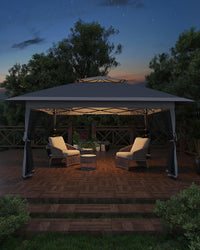 Tenda a baldacchino pop-up Garvee 12x12 con zanzariera, resistente ai raggi UV, altezza regolabile, struttura in acciaio, schermo per la privacy a 6 pannelli per giardino e patio, sacchi di sabbia inclusi