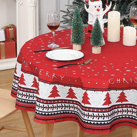 Tovaglia natalizia Garvee, impermeabile, rotonda, 60 cm, motivo albero di Natale, poliestere, festiva