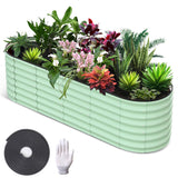 Garvee Hochbeet Metall Oval per Giardino, Resistente Antiruggine Alluminio-Magnesio-Zinco, per Orto e Fiori, Flessibile, Facile da Pulire - Olivgrün