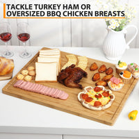 Tagliere in legno Garvee 24x18 pollici in bambù con scanalatura per il succo, adatto ai coltelli per l'uso in cucina, versatile, spesso 0,8 pollici, colore naturale