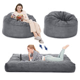 Poltrona a sacco Garvee per adulti, letto a sacco gigante trasformabile 2 in 1, rivestimento in velluto a coste lavabile, grigio chiaro, per soggiorno e camera da letto - Grigio chiaro