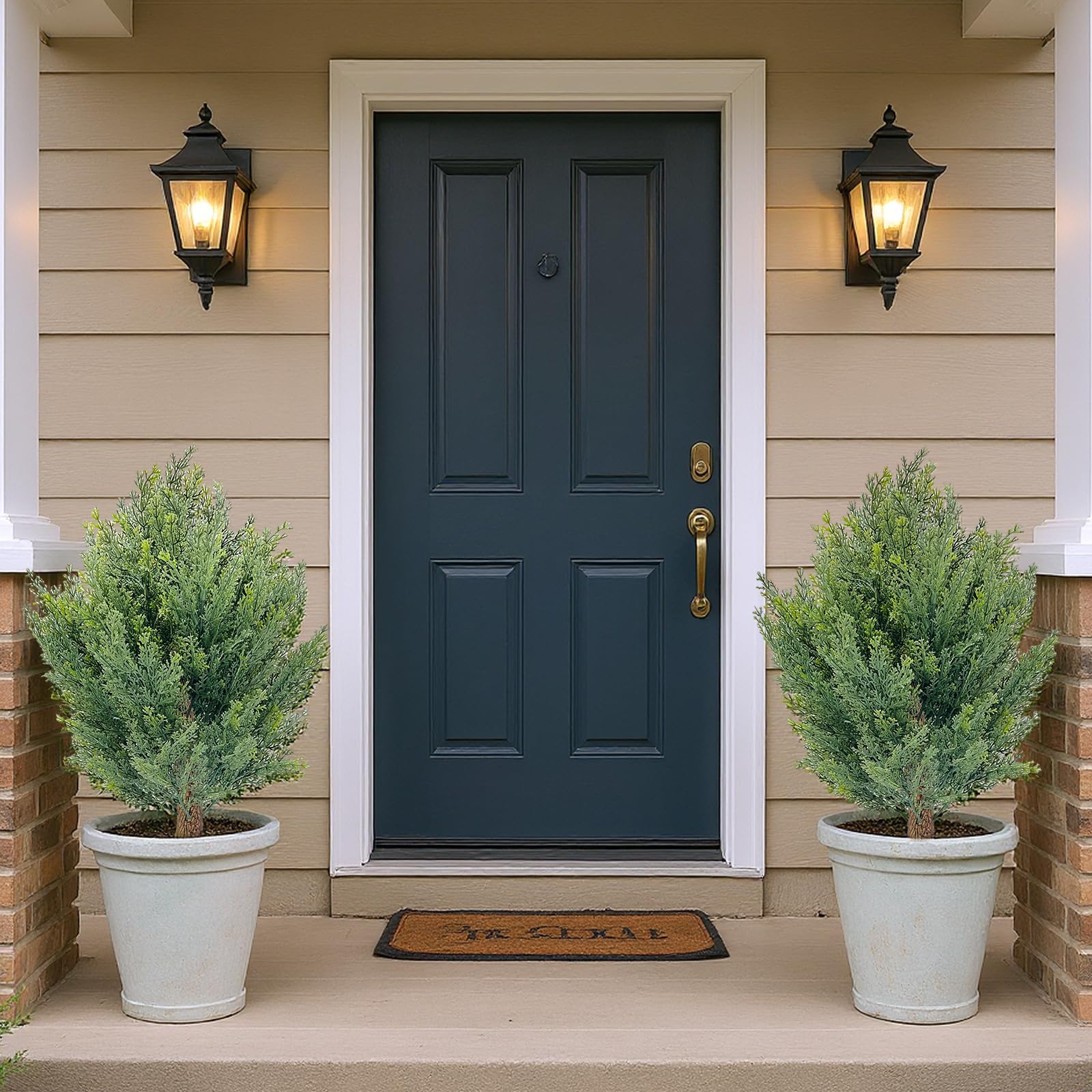 Garvee, set di alberi artificiali in cipresso da 30", resistenti ai raggi UV, tutte le intemperie, con picchetto, facili da pulire, per decorazioni da giardino interne ed esterne, verde