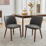 Garvee Sedie da Pranzo Imbottite 2pz Stoffa Comfort Ergonomico Gambe Legno Massello Design Mid-Century Per Cucina e Ristorante 78cm Grigio - Dark Grey Pu