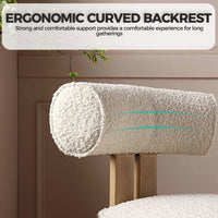 Set di 2 sedie da pranzo Garvee, tessuto bouclé, schienale ergonomico, schiuma comfort, gambe in legno di caucciù, moderne, bianche, per sala da pranzo e soggiorno