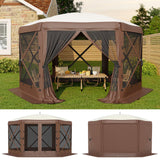 Garvee Gazebo Pop Up 6 Lati 11.5x11.5FT Telaio Acciaio Beige & Khaki Perfetto per Campeggio e Feste