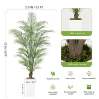 Palma Areca Garvee artificiale da 6 piedi con 44 foglie, impermeabile, vaso di cemento stabile per decorazione interna e stelle, verde