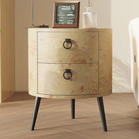 Tavolino rotondo Garvee con cassetti, gambe in legno e metallo, per soggiorno e camera da letto, 18,5" rotondo, legno naturale