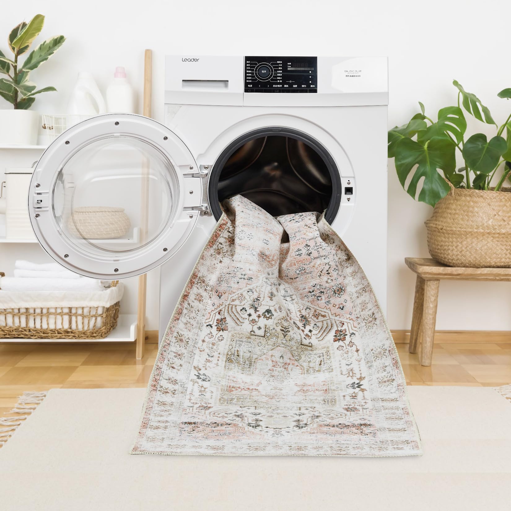 Tappeto vintage Garvee di grandi dimensioni 200x290 cm, lavabile, antiscivolo, morbido, per soggiorno e camera da letto