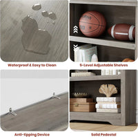 Garvee Libreria 5 Ripiani Alta Regolabile Antiscivolo MDF Resistente Design Elegante Multiuso Casa Ufficio 175 cm