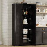 Mobile dispensa alto Garvee da 152.4 cm con 2 ante, ripiani regolabili, legno P2, maniglie in metallo, nero, per cucina e bagno, indipendente, 59.9 cm L x 30.2 cm P x 152.4 cm A - nero