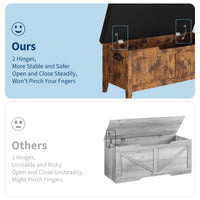 Panca contenitore Garvee in legno con cerniere di sicurezza, seduta imbottita, maniglie ergonomiche per soggiorno e camera da letto, 39,4" marrone