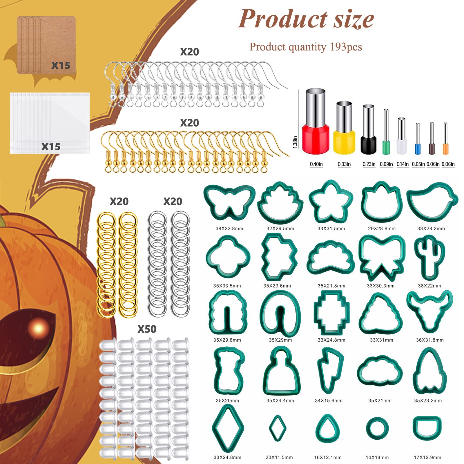 Kit polimerico Garvee da 193 pezzi con 25 stampi, materiale per appendere, verde, per la creazione di gioielli, kit fai da te