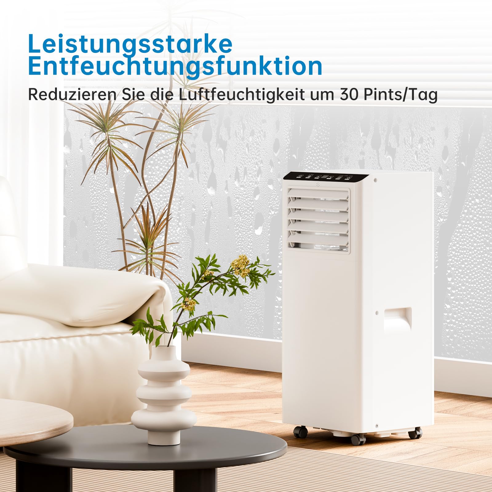 Condizionatore portatile Garvee 7000 BTU 4 in 1 Raffreddamento e deumidificazione con telecomando per camera da letto e ufficio, compatto, silenzioso, bianco
