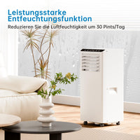 Condizionatore portatile Garvee 7000 BTU 4 in 1 Raffreddamento e deumidificazione con telecomando per camera da letto e ufficio, compatto, silenzioso, bianco