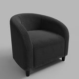 Garvee Poltrona Barrel Bouclé Club Sherpa Con Braccioli Curvi Per Soggiorno E Ufficio, Grigio Scuro, Schiuma Alta Densità, Gambe Plastica