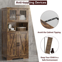 Mobiletto da bagno indipendente Garvee con ante in vetro, ripiani regolabili, design rustico, marrone, uso versatile