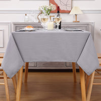 Garvee Tischdecke Grau 140x140cm Jacquard-Streifenmuster Wasserabweisend & Abwischbar Quadratisch Esszimmer & Garten