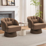 Garvee Sedia Girevole 360° Barrel Lounge in Velluto Marrone, Comfort Ergonomico, Struttura in Legno Robusto, Design Mid-Century, Per Soggiorno e Camera