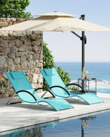 Garvee Set 2 Lettini Prendisole da Giardino con Schienale Regolabile, Tessuto Teslin Traspirante, Telaio in Acciaio Resistente, Braccioli Ergonomici, Ideali per Piscina e Terrazza, Nero
