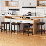 Sgabelle da Bar Moderne Garvee Senza Schienale, Seduta Imbottita Curva, Gambe in Metallo, per Cucina e Bar, Nero - Negro + Marrón