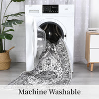 Tappeto GARVEE Classic Vintage Tradition, antiscivolo, resistente all'acqua e alle macchie, lavabile, per interni ed esterni, 160 x 230 cm, grigio