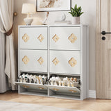 Garvee Mobile Porta Scarpe 6 Cassetti Ribaltabili, Ripiani Regolabili, Legno P2, Bianco, Ingresso E Spazi Stretti - Antique White